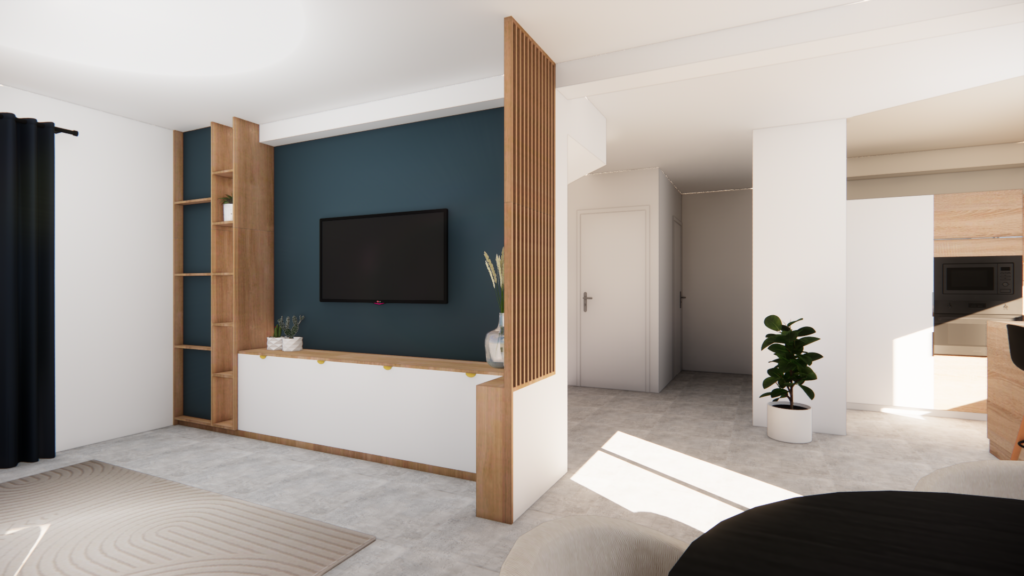 Aménagement meuble tv claustra sur mesure